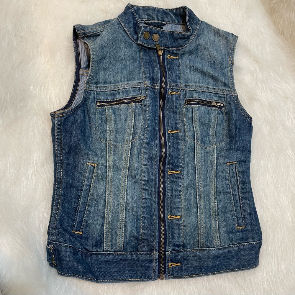 Denim Sleeveless Vest by Guess Small